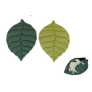 Tapis De Couchage En Forme De Feuille Pour Chats Et Chiots, En Coton Doux, Double Face, Facile &Agrave; Nettoyer, Pliable, 68 X 50 Cm - Neuf