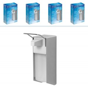 KAL-4 Distributeur Gel Hydroalcoolique En Aluminium, Distributeur Savon Automatique 1000Ml, Levier Court - Fixation/Montage Mural, Soap Dispenser, Distributeur De Savon Automatique - Neuf