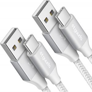 KALANKA-Câble USB C Blanc [1m Lot de 2], Cable USB C 3A Charge Rapide, Nylon Cable Chargeur USBC Compatible avec iPhone 15 Pro Samsung Galaxy S23 S22 S21 S20 S10 Ultra A20 A50 - Neuf