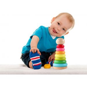 Anneaux empilables en bois, jouet d'apprentissage pour tout-petits, empilable arc-en-ciel - Neuf