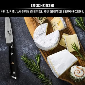 Mevronisshop-Couteau Cuisine &Eacute;plucheur De 10 Cm &iquest; S&eacute;rie Alpha Royale &iquest; Couteau Japonais Aus-10 Acier Damas De 67 Couches &iquest; Couteau Professionnel Ultra Ac&eacute;r&eacute; - Tranchant Extra Durable - Neuf