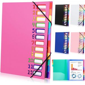 Range Document Bureau A4, Classeur Extensible, Classeur &Agrave; Documents &Agrave; 12 Compartiments, Rangement Papier Administratif Avec &Eacute;lastique Pour Documents De Bureau, Devoirs Scolaires (Noir) - Neuf
