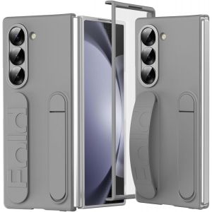 SJZG-Compatible Pour Samsung Galaxy Z Fold 5 Coque Avec Support,Ultra Mince Anti-Rayures Coque Pour Z Fold5 Avec Poignet,Antichoc &Eacute;tui Z Fold 5 Avec Protecteur D`&Eacute;cran,Gris - Neuf