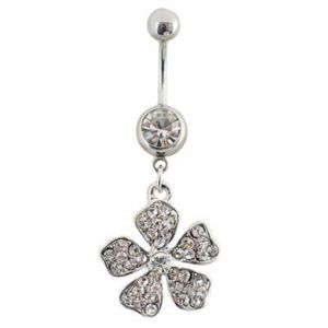 Piercing Pour Le Nombril Avec Pendentif En Strass En Forme De Fleur - Neuf
