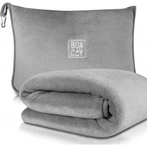 nzqaf-Couverture de Voyage Douce et Chaude pour Avion et Voiture - Essentiel pour Les Longs Vols pour Femmes, Hommes, Enfants - Oreiller Compact avec Manchon pour Bagages et Clip pour Sac à Dos - Neuf