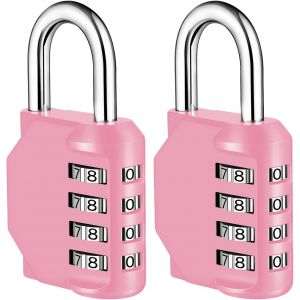 Lot De 2 Cadenas &Agrave; Combinaison &Agrave; 4 Chiffres Pour La Salle De Sport Et L'&eacute;cole R&eacute;sistant Aux Intemp&eacute;ries Pour Cl&ocirc;tures De Jardin Rose - Neuf