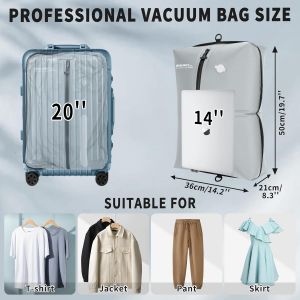 SJZG-Sac De Voyage Sous Vide,R&eacute;utilisable Sacs Sous Vide Pour V&ecirc;tements, Housses De Rangement Pour Valise Sac &Agrave; Dos Bagage &Agrave; Main, Avec Ipx8 &Eacute;tanch&eacute;it&eacute; &Agrave; L'Air Zip - Neuf