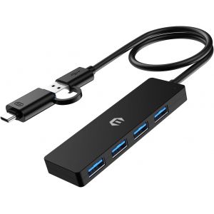 4-Port Hub USB, USB 3.0 hub pour MacBook Pro/Air, USB A/C Adaptateur, multiport USB 5 Gbps Data Hub pour iMac Pro, Xbox, PS4, Dell, HP, Surface, Tesla Model 3, HDD - Neuf