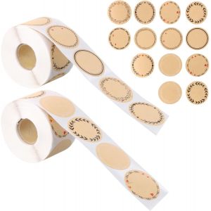 KALANKA-1000 Pi&egrave;ces Papier Autocollant, Etiquette Autocollante Inscriptibles de 3,8cm, 13 Motifs Guirlande D&eacute;coration, Autocollant en Papier Kraft pour Enveloppe, Confitures et &Eacute;pices Flacon - Neuf