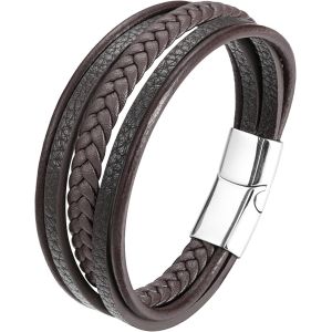 Kalanka-Bracelet Cuir Homme, Bracelet Perle Homme, Noir Bleu Marron Bracelets Pour Hommes, Avec Boîte Cadeau - Neuf
