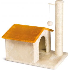 Arbre À Chat Vertical Formaggio ¿ Poteau À Gratter En Sisal ¿ Structure En Forme De Tranche De Fromage 60 X 26 X 60 H Cm ¿ Jouet Et Niche Résistante ¿ Multicolore - Neuf