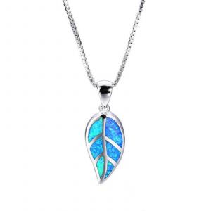 Collier Pendentif Tortue De Mer En Opale Bleue, Ajustable, Hypoallerg&eacute;nique, Bijou De Plage, Joli Motif Feuille, 1 Pi&egrave;ce - Neuf