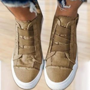 Chaussures De Soutien De L'arche &Agrave; Ressort Semelle &Eacute;paisse Chaussures En Toile D&eacute;contract&eacute;es Avec Fermeture &Agrave; Sangle &Eacute;lastique Mise En Place Rapide Pour Les Femmes Au Quotidien Kaki,41 - Neuf