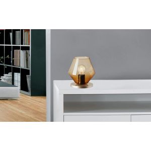 Kal-Lot De 1 Lampe De Chevet Rétro 7012a *Pub* Lampe De Table À Cône En Verre Ambre Avec Interrupteur À Câble Et Douille E27 Lampe De Rebord De Fenêtre, Lampe De Bureau, Lampe De Table Sans Ampoule - Neuf