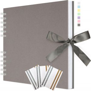 Album de Scrapbook 29 x 21,5 cm avec Ruban,Album Photo en Papier Créatif pour Mariage et Anniversaire,Album Photo DIY Familial avec Autocollants de Coin 40 Pages Gris Clair - Neuf