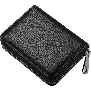 Porte-Cartes De Crédit Rfid Avec 20 Emplacements Pour Cartes,Étui Accordéon En Cuir Véritable,Petit Portefeuille Pour Femmes Ou Hommes Avec Fermeture Éclair - Neuf