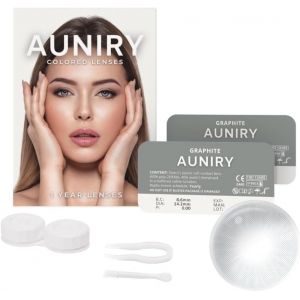 Kalanka-Auniry Lentilles Couleur Gris ""Graphite"" Naturel : Kit Complet (2 Lentilles, Pince, Ventouse Et &Eacute;tui), 12 Mois, Sans Correction, Sans Prescription, 0 Dioptrie Et Dia 14.2mm | Auniry - Neuf
