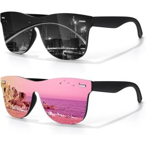 Lunettes De Soleil Homme Femme Polarisées Mode,Abat-Jour Plats Réfléchissants En Une Seule Pièce Pour Conduite Pêche Protection Uv - Neuf