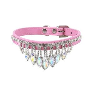 Collier Pour Animaux De Compagnie En Strass Scintillants ¿ Collier Xs Élégant Pour Chats Et Chiens, Rose, Parfait Pour Les Occasions Spéciales Et Au Quotidien - Neuf