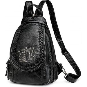 RFCBC-Petit sac à dos pour femme en cuir PU convertible pour femme Petit sac à dos étanche Sac à main Sac à dos de voyage Sac à dos de randonnée avec plusieurs poches Compartiments spacieux - Neuf