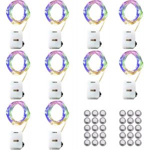 JGD-Lot de 10 guirlandes lumineuses LED de 3 m/30 LED &agrave; piles,3 modes d'&eacute;clairage scintillants,Fil de cuivre pour la f&ecirc;te des p&egrave;res, un mariage, No&euml;l, des d&eacute;corations de bouteille de vin - Neuf