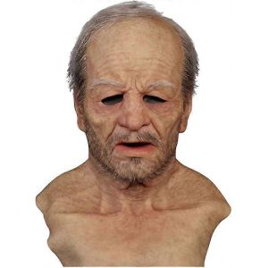 Masque de vieillard, masque de vieille dame, masques de cosplay d'Halloween, coiffes realistes en latex - Neuf