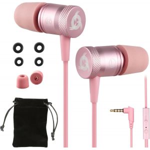 LORANKA-Fusion &Eacute;couteurs Filaires avec Micro Hi-FI, Mousse &agrave; M&eacute;moire, Jack 3.5mm, Rose - Neuf