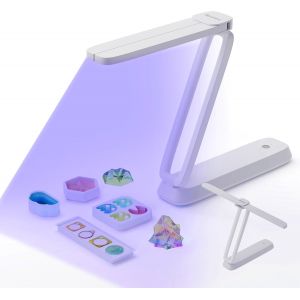 Mevronisshop-Lampe Uv Pour R&eacute;sine Sans Fil Et Rechargeable, Utilisation En 3 En 1, Lampe Noire Uv Led Repliable, Fournitures Pour Arts Et M&eacute;tiers Pour Moules De R&eacute;sine, Fabrication De Bijoux, Blanc - Neuf