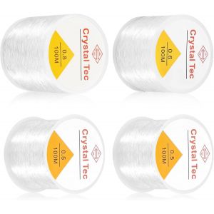 Fil Élastique pour Bracelet, 4 Bobine 100m 0.5/0.6/0.8mm Fil pour Bracelet Perle Fil Élastique Transparent pour Bracelet, Cordon pour Bracelet DIY Bricolage Artisanat Collier - Neuf