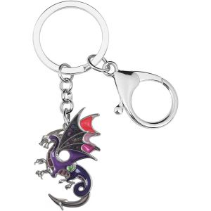 KAL-Porte-Cl&eacute;s Dragon En Alliage &Eacute;maill&eacute; Porte-Cl&eacute;s Fantaisie Dinosaure Bijoux Pour Femmes Filles Sac Portefeuille Charms Cadeaux - Neuf