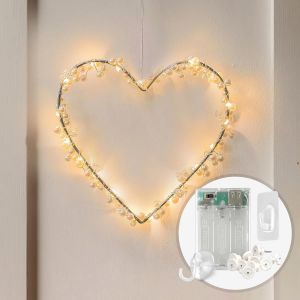 Jgd-Cozyhome Guirlande Lumineuse Int&eacute;rieur Coeur - 20 Led Blanc Chaud Guirlande Led Fenetre I Minuterie &Agrave; Piles I Guirlande Lumineuse Chambre I Guirlandes Lumineuses Interieur I Fairy Lights Decorati - Neuf