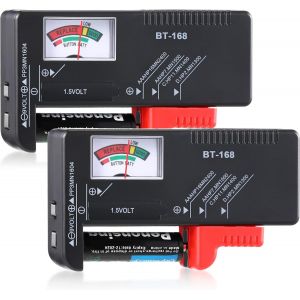 2 Pi&egrave;ces Testeurs de Batterie Cde Piles Universel Domestique Controleur de Piles Auditives Testeur de Tension Batterie pour Piles AA, AAA, C, D, 9 V, 1,5 V et Bouton - Neuf