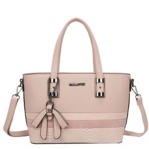 Sac à Main pour Femme avec N?ud et Bandoulière à Effet Python Gallantry Rose - Neuf