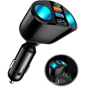 ELVORIX-Chargeur Allume-Cigare Double Prises USB 12V/24V, Chargeur USB Type C Rapide PD 30W/QC3.0 2.4A, 120W Allume-Cigare pour iPh-One, IP-ad, Android, GPS, Dash Cam, Tablette, Charge Rapide Multifo - Neuf