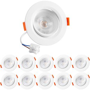 TIANYI-Spot Led Encastrable 5W Spot Plafond Orientable Blanc Chaud 3000K Étanche IP44 Plafonnier Encastré LED Extra Plat 24mm pour Salle de Bain Salon, Lot de 10 - Neuf