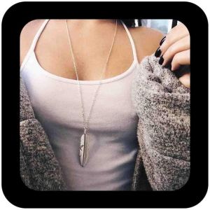 Collier Long Pendentif Plume Boho Collier Feuille D'or Bijoux Pour Femmes - Neuf