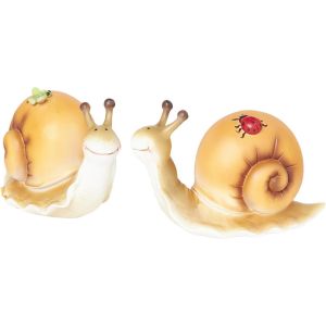 Mevronisshop-Grand Escargots - Lot De 2 - Orange - Avec Papillon Et Coccinelle - Décoration Pour Maison Ou Jardin - Neuf