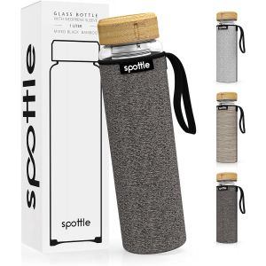 Bouteille À Thé En Verre Avec Infuseur En Acier Inoxydable - Verre Borosilicate Double Paroi, Bouteille À Infusion À Froid Avec Housse En Néoprène, Lavable Au Lave-Vaisselle, 1l - Neuf