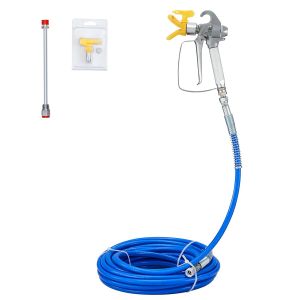 Ulteronixshop-Kit de Pistolet et Tuyau pour Pulv&eacute;risateur, Tuyau de Pulv&eacute;risation sans Air 15,24 m 3600 psi, avec Tige d'Extension de 20,32 cm et Embout 517, Joint Pivotant 6,35 mm, pour Maisons B&acirc;ti - Neuf