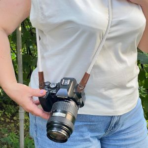 Bandouli&egrave;re Appareil Photo - Sangle Tour De Cou Universelle [105 Cm] - Courroie Coton & Pu Cuir Pour Par Ex. Canon, Nikon, Sony, Dslr[Z1744] - Neuf