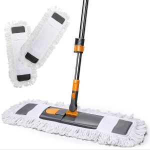 Mop Large Flat Mop with 2 Pads, Professional Mop with Stainless Steel Handle, Foldable Microfiberl Mop for Floor Cleaning - Neuf