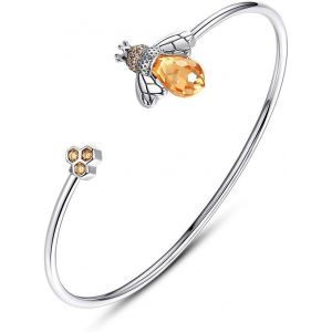Eryi-Bracelet Jonc Ouvert En Argent Sterling 925 Et Oxyde De Zirconium Pour Femme Et Fille 17,8 Cm, 7 Inches, Pierre, Oxyde De Zirconium - Neuf