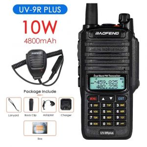 Talkie-walkie étanche IP68 Baofeng UV-9R Plus 10km haute puissance 10W double bande Radio bidirectionnelle UHF VHF Radio amateur Portable UV9RPLUS - Type Add mic-EURO - Neuf