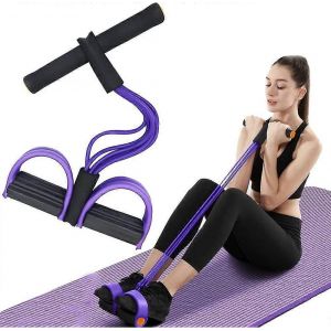 Corde De Tension Multifonction,Bande De Résistance Élastique À 4 Tubes,Équipement De Fitness En Corde De Tension En Latex Naturel,Pour L'abdomen / La Taille / Le Bras / La Jambe - Neuf