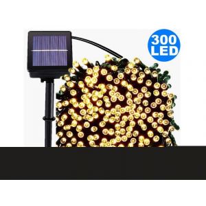 Guirlande Lumineuse Solaire 32 M 300 Led Blanc Chaud Avec 8 Modes, &Eacute;tanche, Pour D&eacute;coration Int&eacute;rieure Et Ext&eacute;rieure - Neuf