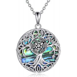 Arbre De Vie Collier Argent Sterling Pewter Roue De La Déesse Hécate Pendentif Bijoux Wiccan Cadeaux Pour Femmes Hommes - Neuf