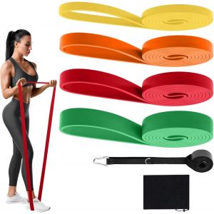 4 Bandes R&eacute;sistance Avec Ancrage Porte & Sac Transport,Bande Traction &Eacute;lastique Pour Hommes & Femmes,Bandes Entra&icirc;nement Sport Pour Yoga,Fitness,Tractions,Musculation,&Eacute;tirement,Pilates - Neuf