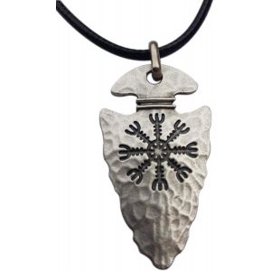 Pointe De Fl&egrave;che Pendentif Collier Vikings Plaqu&eacute; Argent. Rune Viking Protection. Aegishjalmur, Talisman Celtique Nordique Vegvisir. Id&eacute;e Cadeau Original Amateurs De Fantasy, Cosplay. Bijou Artisanal - Neuf