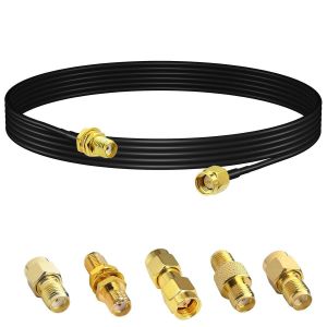 Antenne WiFi Extension C&acirc;ble SMA M&acirc;le vers Femelle 3M/9,8ft Faible Perte RG174 Cable Coaxial 50 ohms+5 Pi&egrave;ces SMA M&acirc;le &agrave; Femelle Connecteur Coaxial pour Antenne GPS Ham Radio Cam&eacute;ras - Neuf