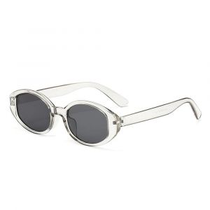 Lunettes De Soleil Elliptiques Petite Monture Esth&eacute;tique Protection Solaire Lunettes Anti-&Eacute;blouissement Gris Transparent - Neuf